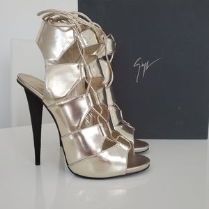 Giuseppe Zanotti Gold High Heel Sandals Shoes 10